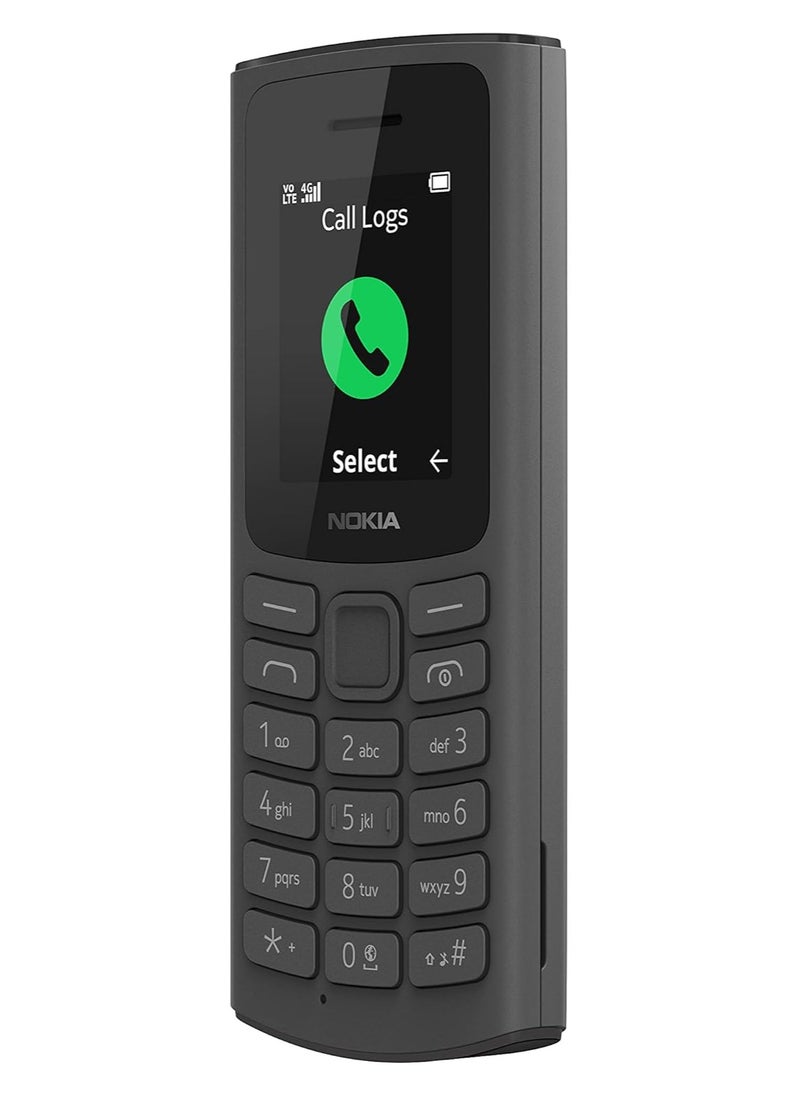 Nokia 105 4G Feature Phone With Long-Lasting Battery, Classic Quality Design , Packed Features, Classic Games, Radio, Flashlight And Plenty Of Storage Space, Dual Sim, Ram 48 Mb, Rom 128 Mb - Black