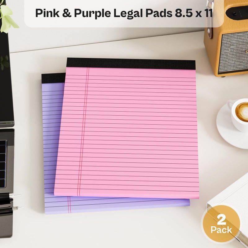 Nichela 2 Pack Legal Pads 8.5 x 11 Pink Note Pads 8.5 x 11 Purple Notepad 8.5 x 11 Perforated Writing Pads 8.5 x 11 Lined Paper Pads Wide Ruled Pad of Paper 30 Sheets Notebook for Study, To-Do Lists, Office - Image 5