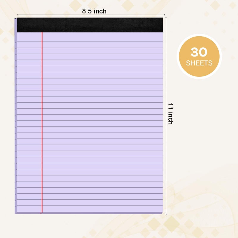 Nichela 2 Pack Legal Pads 8.5 x 11 Pink Note Pads 8.5 x 11 Purple Notepad 8.5 x 11 Perforated Writing Pads 8.5 x 11 Lined Paper Pads Wide Ruled Pad of Paper 30 Sheets Notebook for Study, To-Do Lists, Office - Image 2