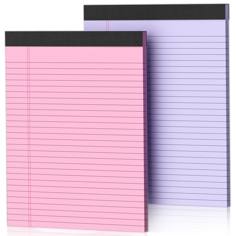 Nichela 2 Pack Legal Pads 8.5 x 11 Pink Note Pads 8.5 x 11 Purple Notepad 8.5 x 11 Perforated Writing Pads 8.5 x 11 Lined Paper Pads Wide Ruled Pad of Paper 30 Sheets Notebook for Study, To-Do Lists, Office - Image 1