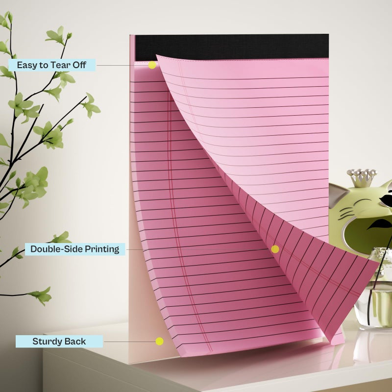 Nichela 2 Pack Legal Pads 8.5 x 11 Pink Note Pads 8.5 x 11 Purple Notepad 8.5 x 11 Perforated Writing Pads 8.5 x 11 Lined Paper Pads Wide Ruled Pad of Paper 30 Sheets Notebook for Study, To-Do Lists, Office - Image 3