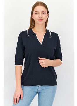 Women Split Neck Short Sleeve Solid Polo Shirt, Navy - pzsku/Z165C381478570A652075Z/45/_/1724350906/2a5fd981-5974-43c1-b6cb-356c5eeeb4a5