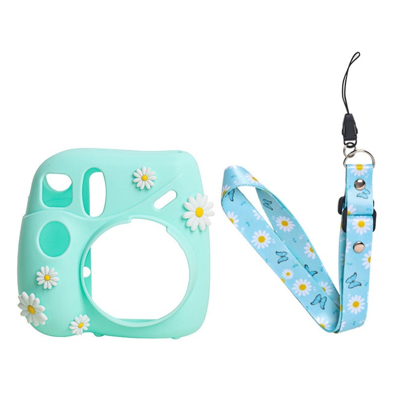 1 x 5 pcs Daisy Silicone Case for Instax Mini 7+ Camera Blue plant
