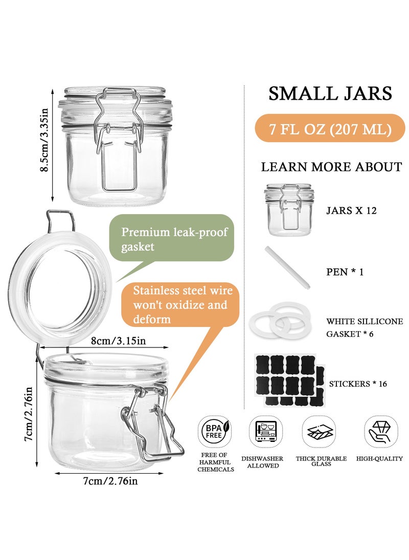 12Pack 7 oz Glass Jars with Airtight Hinged Lids, Small Mason Jars for Kitchen Storage & Canning, Includes 6 Extra Silicone Seals & Writable Chalkboard Labels - pzsku/Z165C5B0BDD1062073845Z/45/_/1732718946/817ce412-60b0-4029-8b72-c15ddfda1d58