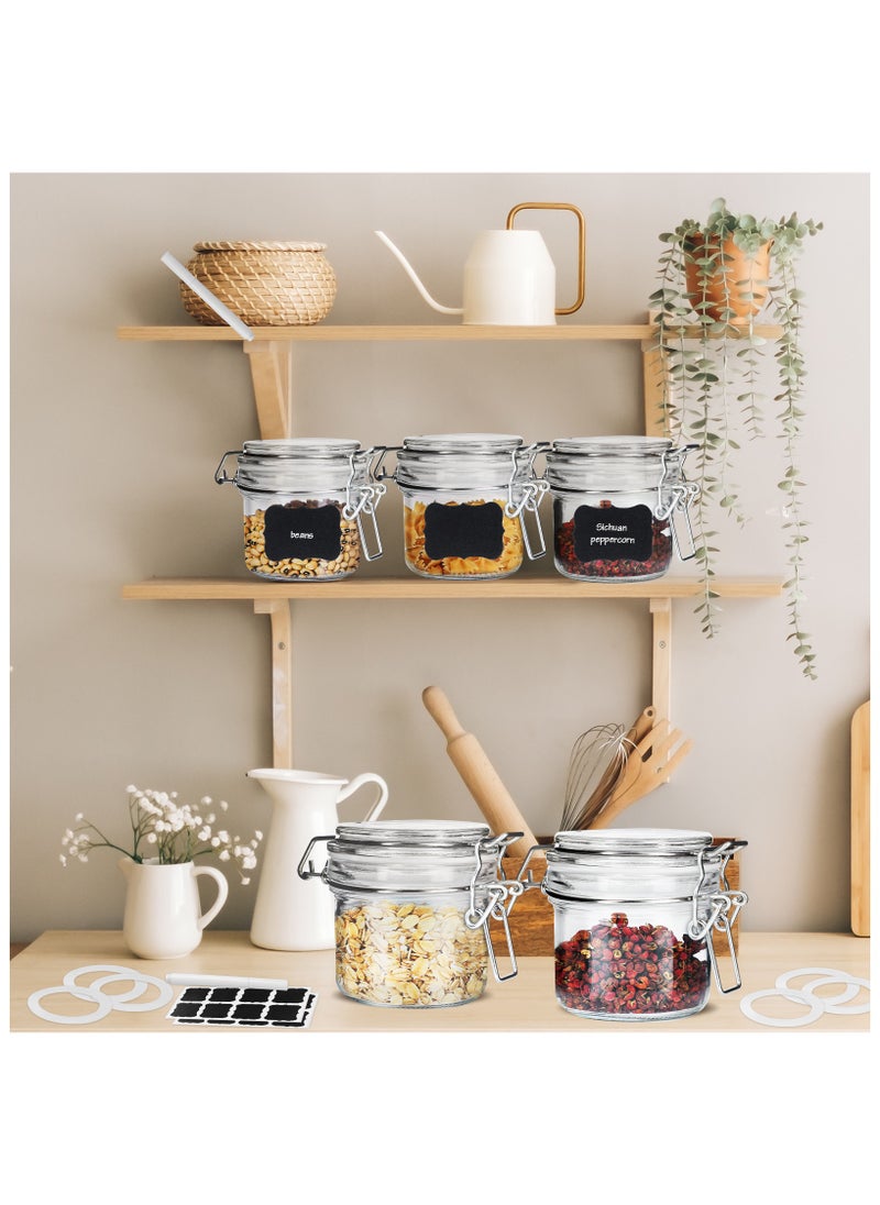 12Pack 7 oz Glass Jars with Airtight Hinged Lids, Small Mason Jars for Kitchen Storage & Canning, Includes 6 Extra Silicone Seals & Writable Chalkboard Labels - pzsku/Z165C5B0BDD1062073845Z/45/_/1732718974/4ef7d3dc-63e1-4ccb-93b2-13812212591b