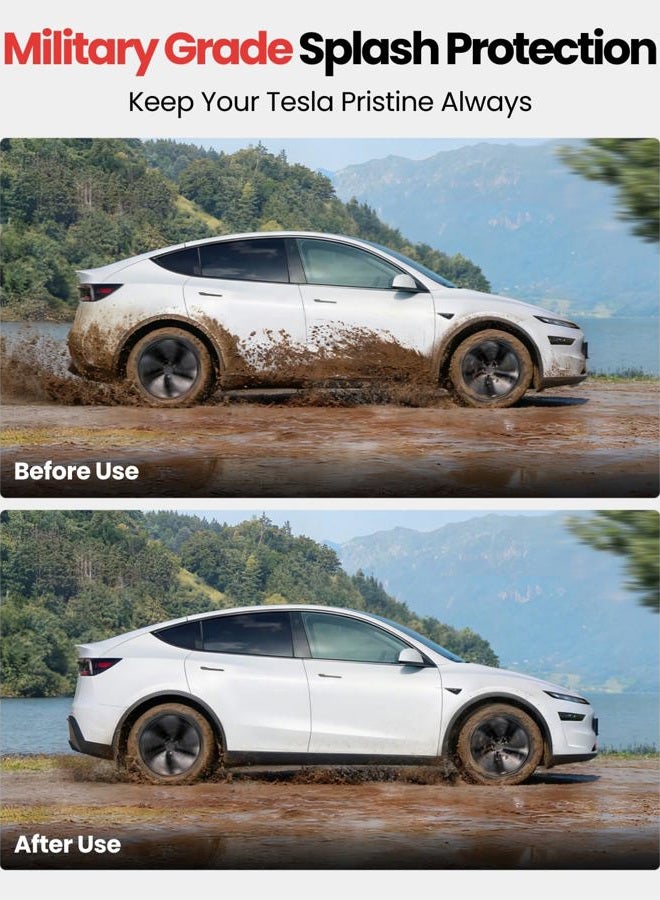 REEVAA 2025 Upgrade Tesla New Model Y Accessories - Mud Flaps [No Drilling Required] All-Weather Mud Guard Body Kits for Tesla New Model Y Juniper 2025, Black (Set of 4) - Image 2
