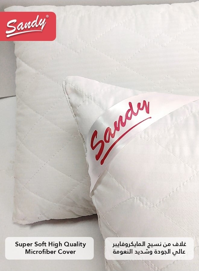 Sandy Bed Pillow 1200 Grams, Soft Hollow Fiber Filling, Size 50x75 cm, Soft Brushed Microfiber Cover, Healthy Design For Neck & Spine, Hotel Striped (Pack of 2) - Image 3