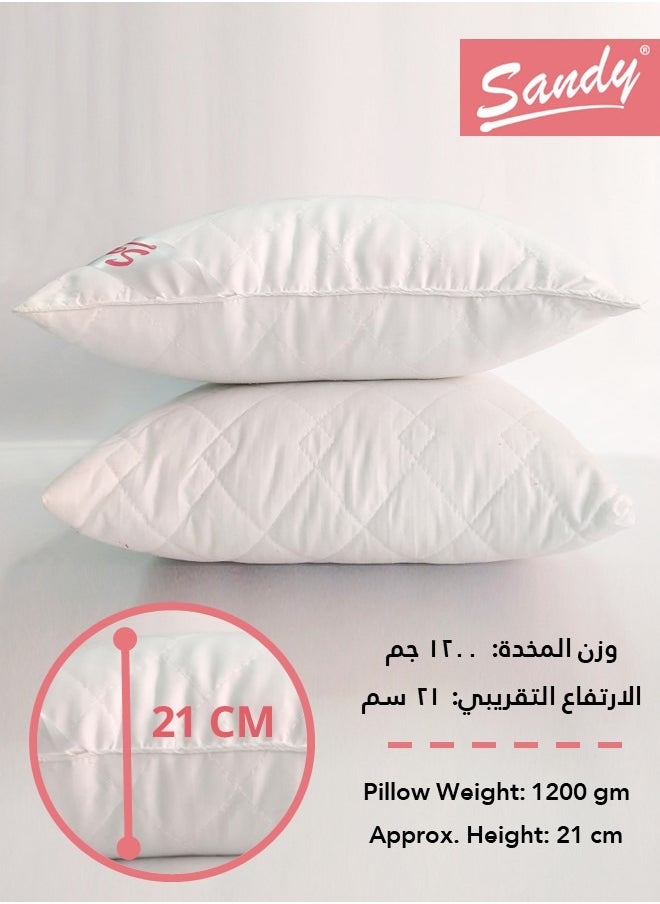 Sandy SANDY Economic Premium Microfiber Sleeping Bed Pillow 1 Piece, Unique Double-Piping Design,  Filling 1200 gm, Queen Size 50 X 75 cm, 2 Pillows  - Image 2