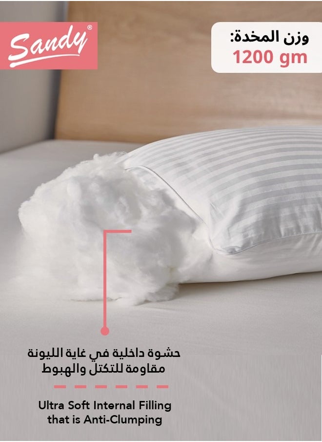 Sandy SANDY Economic Premium Microfiber Sleeping Bed Pillow 1 Piece, Unique Double-Piping Design,  Filling 1200 gm, Queen Size 50 X 75 cm, 2 Pillows  - Image 4
