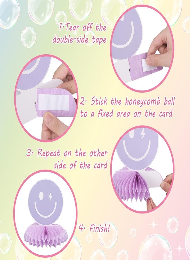 وولاين مجموعة زينة طاولة مكونة من 9 قطع من Whaline على شكل قرص عسل بوجه مبتسم، بألوان باستيل، مع صينية متعددة الطبقات، مثالية لتزيين طاولة المطبخ أو طاولة حفلات أعياد الميلاد أو حفلات توديع العزوبية. - Image 3