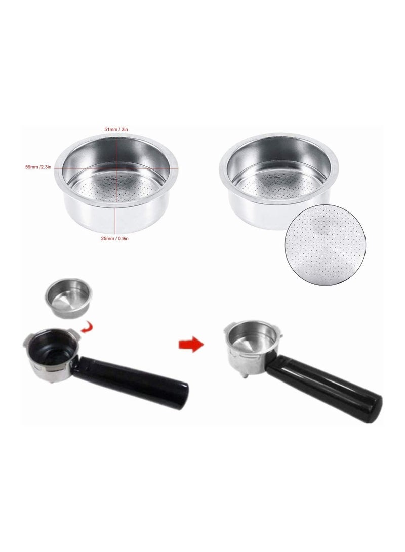 SYOSI 51mm Stainless Steel Non Pressurized Filter Basket Reusable Coffee Filter For Coffee Machine Non Pressurized Filter Basket For Breville Delonghi Krups  - Image 5