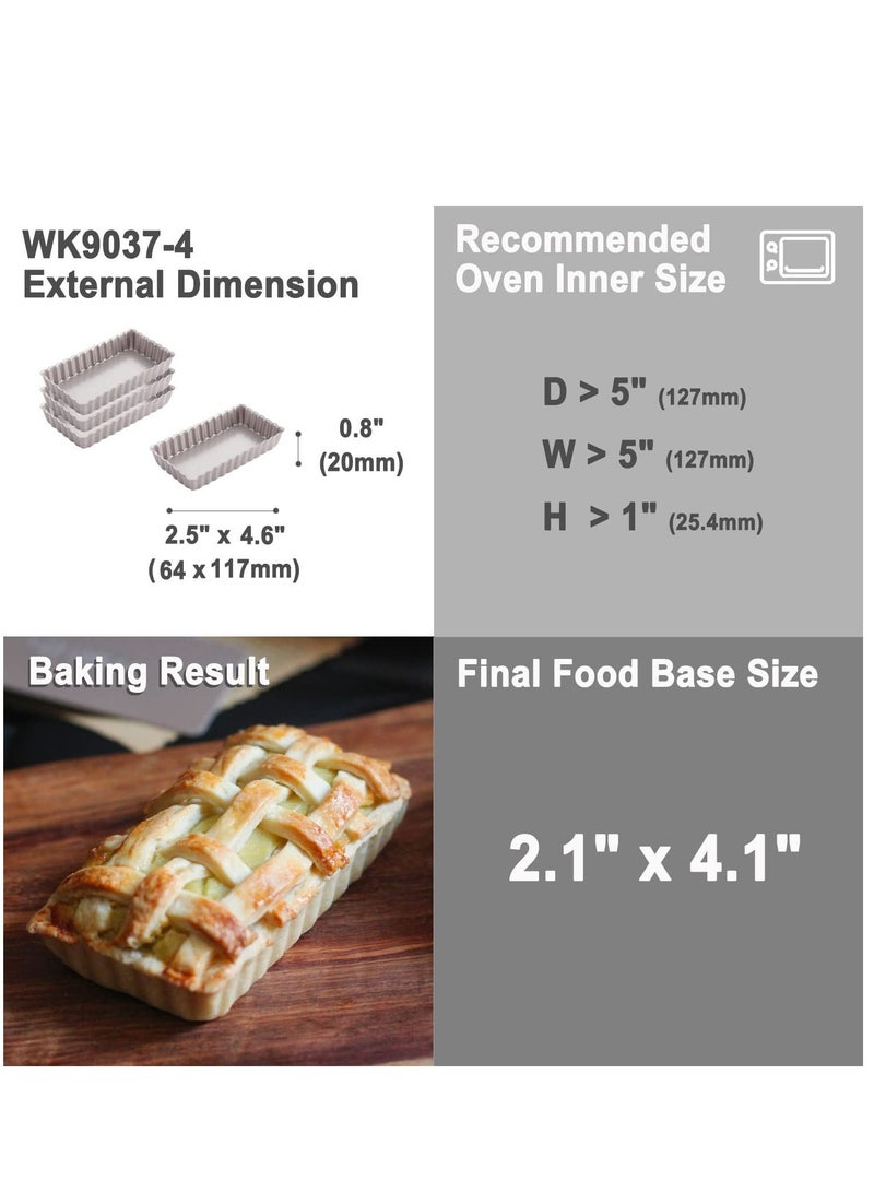 chefmade Mini Rectangle Tart Pan Set 4 Inch 4Pcs with Removable Loose Bottom - Image 2