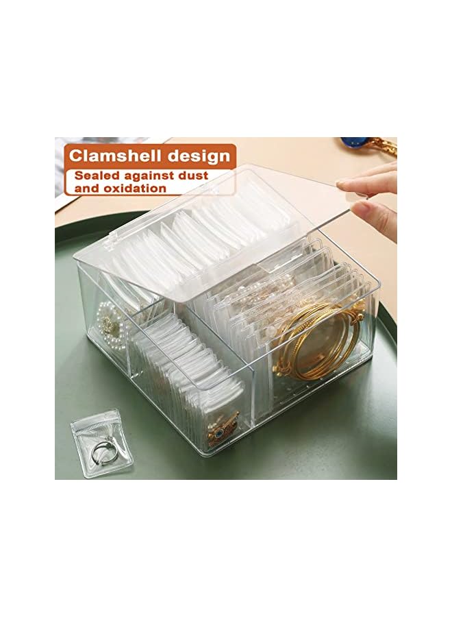 KASTWAVE Jewelry Storage Box, Clear Acrylic Drawer Organizer Box with 10 Large Bags for Bracelet, 30 Middle Bags for Necklace, 20 Small Bags for Ring, Individually Packaged, Easy to Carry - Image 3