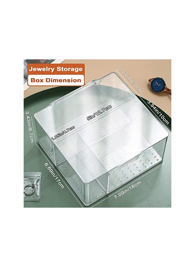 KASTWAVE Jewelry Storage Box, Clear Acrylic Drawer Organizer Box with 10 Large Bags for Bracelet, 30 Middle Bags for Necklace, 20 Small Bags for Ring, Individually Packaged, Easy to Carry - Image 2