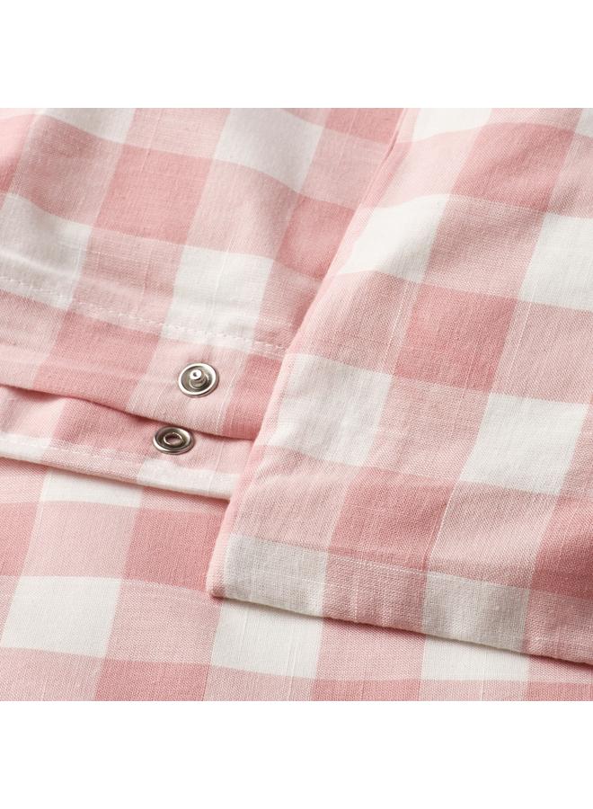 Zaboon Duvet cover and 2 pillowcases, light pink white/check, 240x220/50x80 cm - Image 4