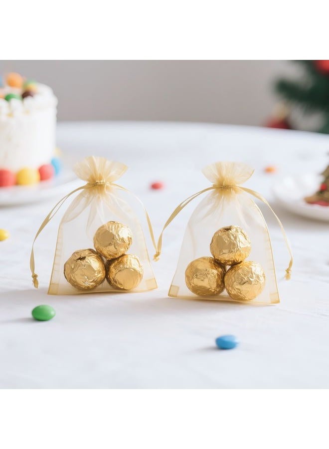 joycraft 50Pcs Organza Bags, 2.7"x3.5" Gift Favor Bags, Gold Breathable Tulle Bags with Drawstring, Sheer Mesh Pouch Drawstring Bags for Wedding Favor, Jewelry, Makeup, Candy - Image 5