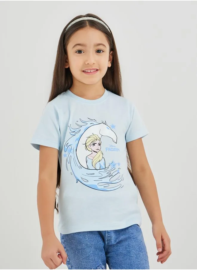 ستايلي Styli Girls Elsa Print Short Sleeve T-Shirt