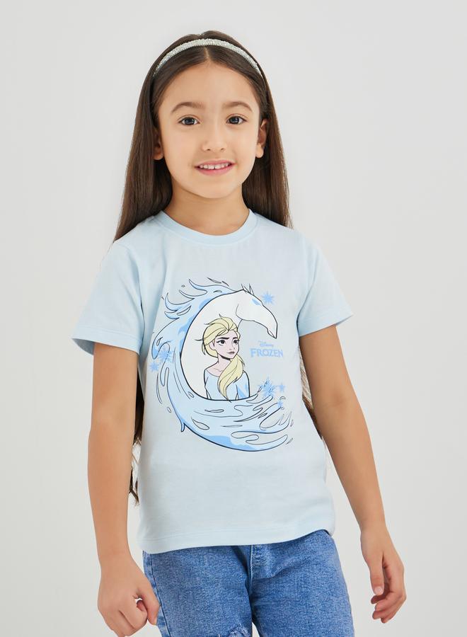 Styli Styli Girls Elsa Print Short Sleeve T-Shirt  - Image 1