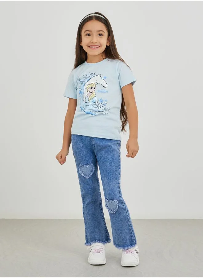 ستايلي Styli Girls Elsa Print Short Sleeve T-Shirt