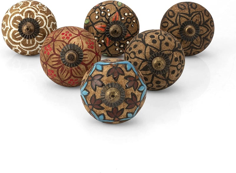 Craft Trade Craft Trade Door Knobs for Drawers Ceramic Vintage Assorted Decorative Dusty Knob for Wardrobe Kitchen Cabinets Dressers and Cupboards Home Interior Decor Pack of 6  - Image 2