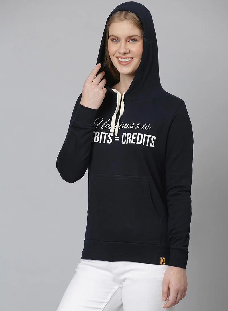 كامبوس سوترا هودي نسائي أزرق ليلي بطبعة السعادة هي