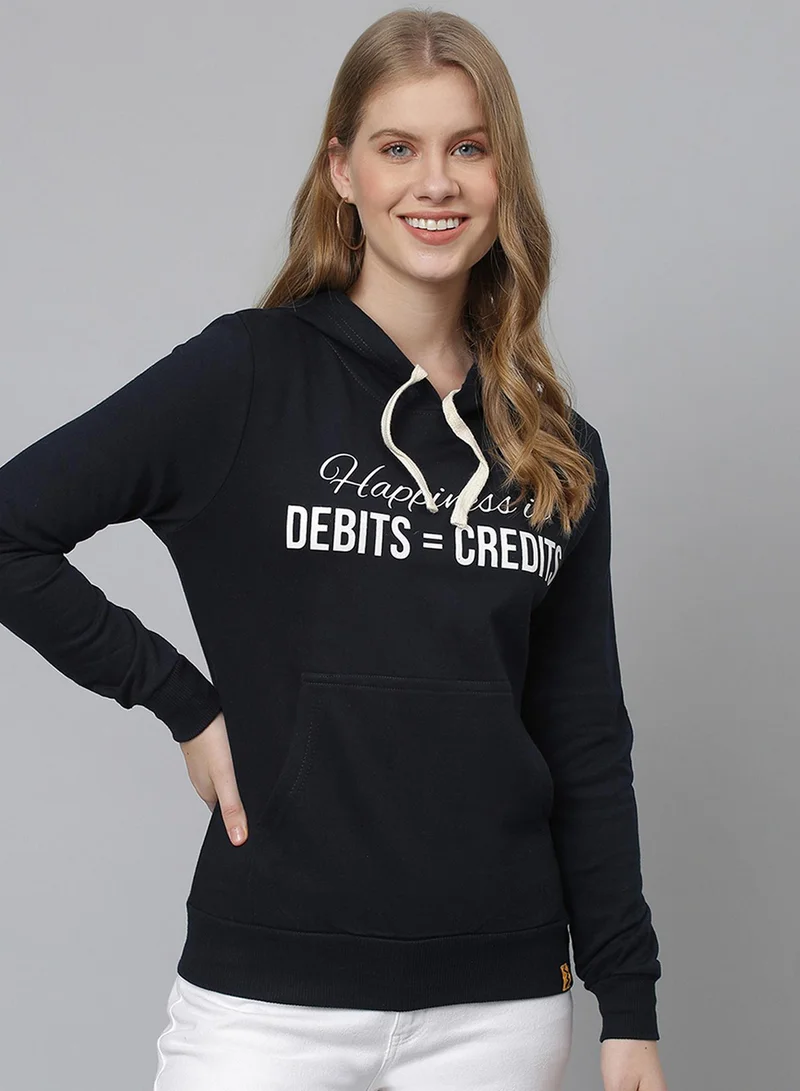 كامبوس سوترا هودي نسائي أزرق ليلي بطبعة السعادة هي