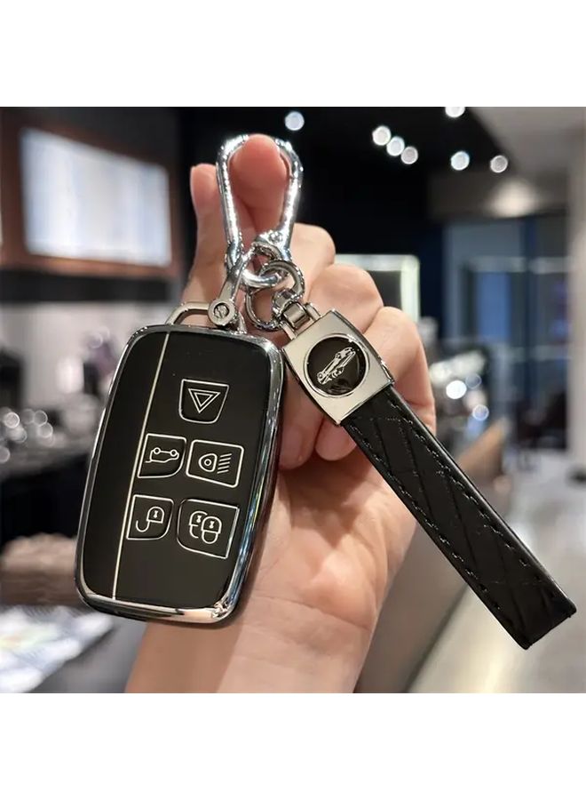 Black Key Fob Cover with Lanyard for Land Rover Jaguar Smart Key - Image 5
