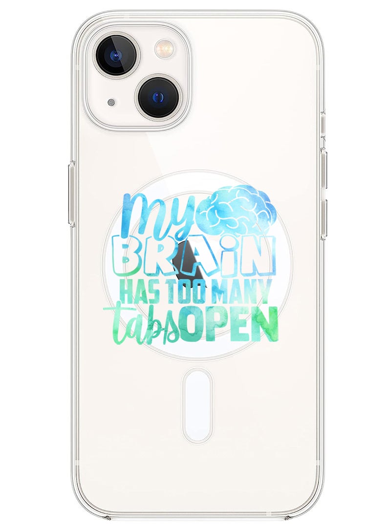 Theodor Magnetic Case for iPhone 13 6.1-inch Compatible with MagSafe Wireless Charging, Shockproof Phone Bumper Cover My brain has too many tabs open copy - Image 1