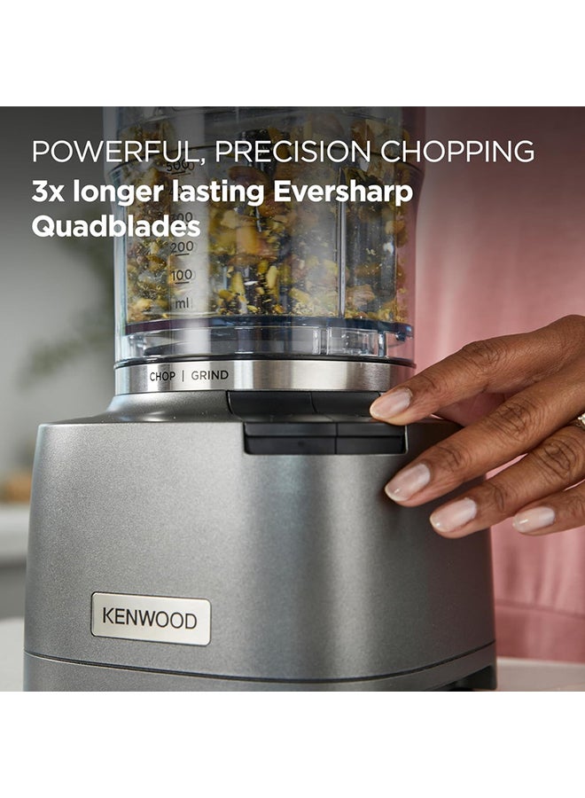 KENWOOD 2-in-1 Chopper + Grinder — 1000W Powerful Metal Grinder & Electric Chopper with Ever sharp Quad blades, 900ml Bowl Capacity, Dripper Pro & Spatula for Wet Chopping & Dry Grinding 500 ml 800 W CHP80.000SI Grey - Image 4