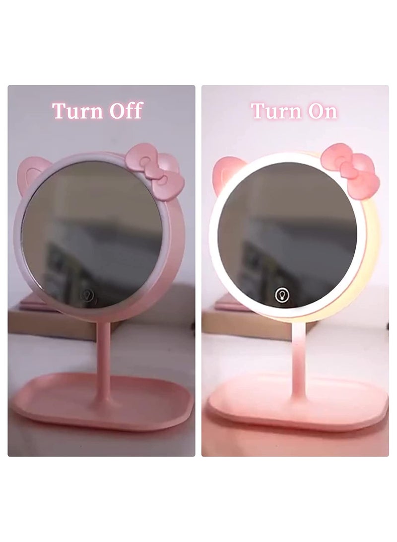 SYOSI Cosmetic Mirror, Hand Handle Makeup Mirror with LED Light, 7'' Desk Cosmetic Mirror Rechargeable, Touch Sensor Make Up Table Mirror with 3 Colors Lighting - Image 5