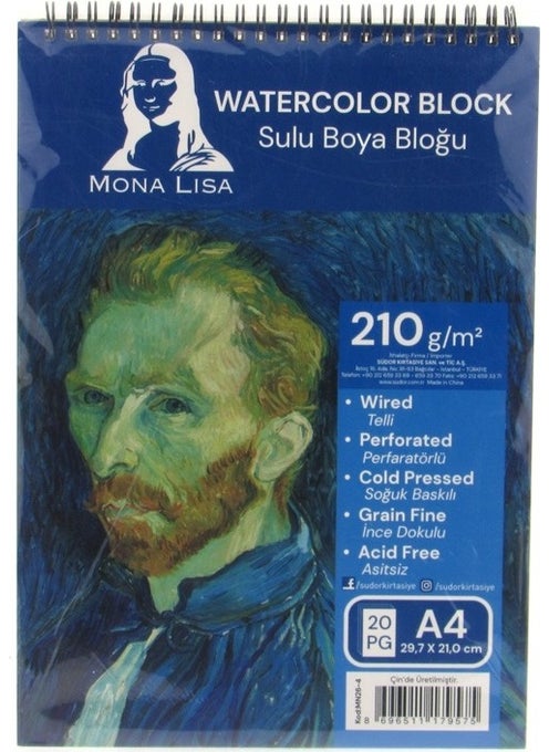 A4 Watercolor Block 210 gr Wire Drawing Notebook