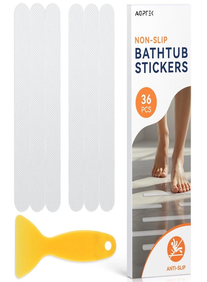 AGPTEK 36PCS Bathtub Non Slip Stickers, Anti-Slip Shower Strips with Strong Adhesive for Bath Tub Shower Bathroom Edge of Swimming Pool Stairs Ladders Boats, Clear - Image 1