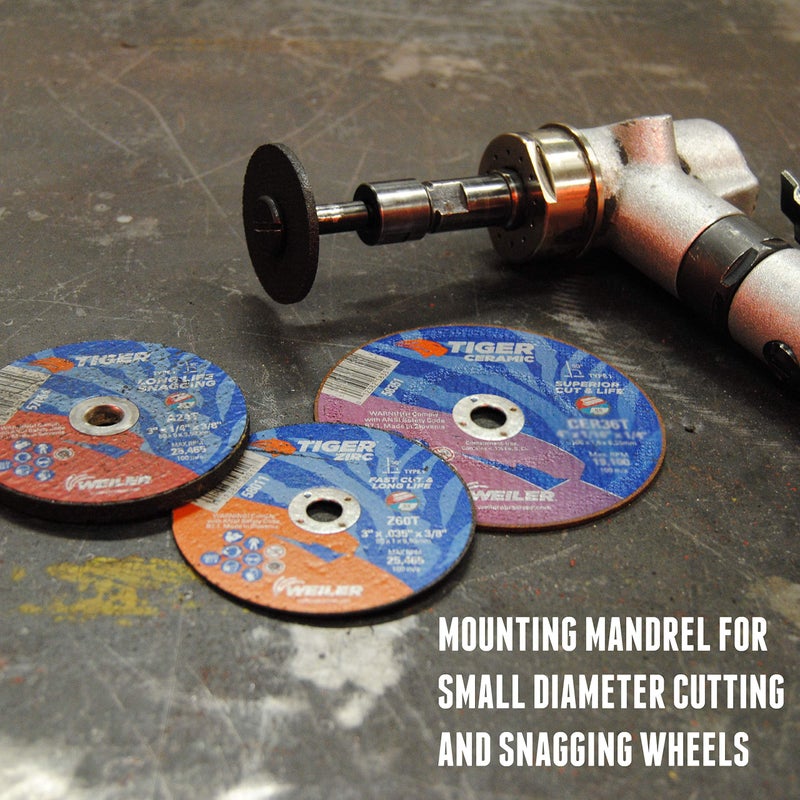 Weiler 56490 Mounting Mandrel For Cut-Off Wheels W/3/8" Arbor Hole, 1/4" Stem - Image 4