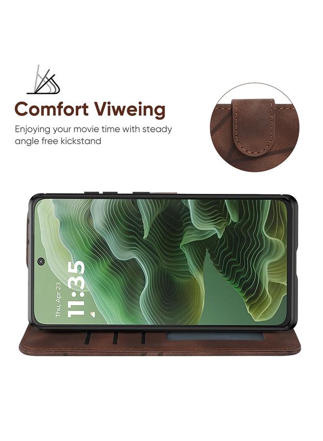 S-TOP Case For Motorola Moto G35 Skin Feel Geometric Lines Leather Phone Case - Image 4