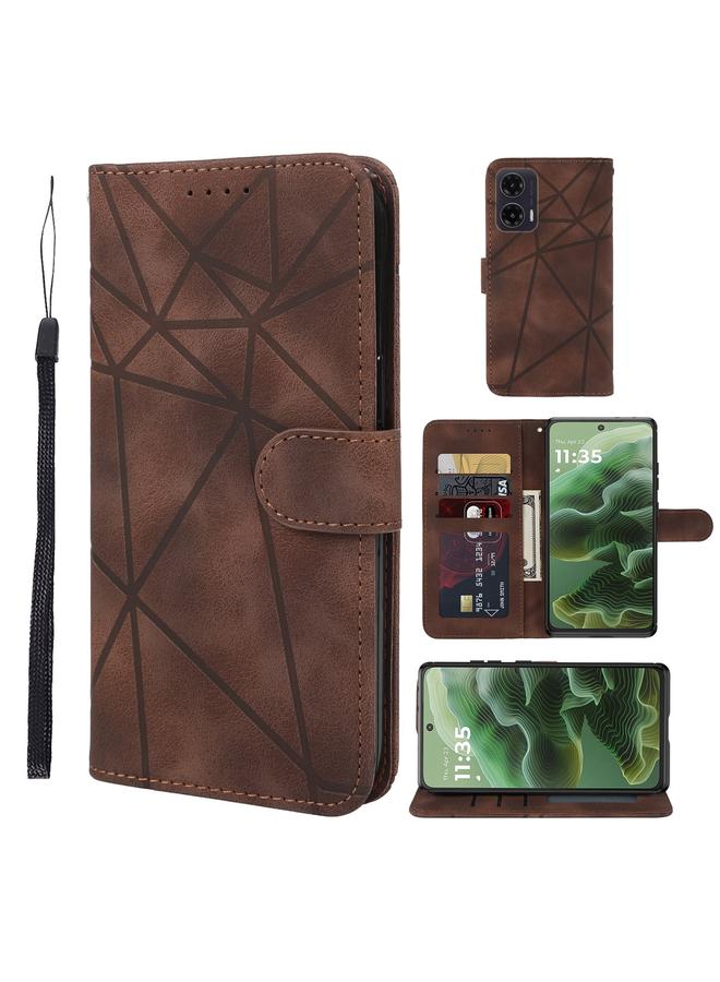 S-TOP Case For Motorola Moto G35 Skin Feel Geometric Lines Leather Phone Case - Image 1