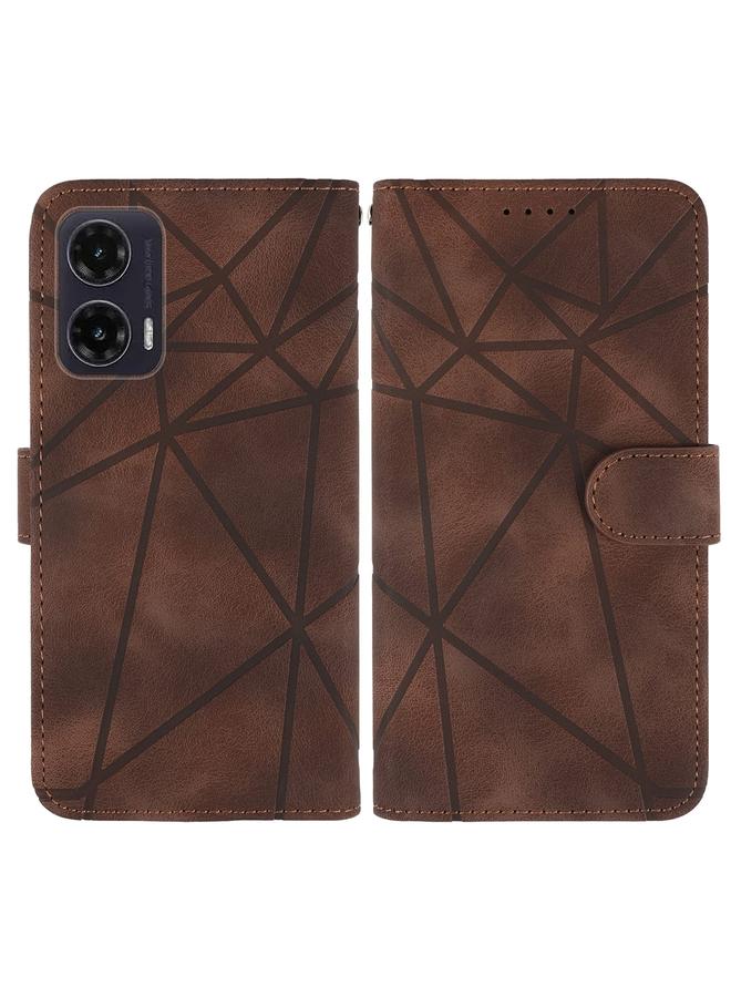S-TOP Case For Motorola Moto G35 Skin Feel Geometric Lines Leather Phone Case - Image 2