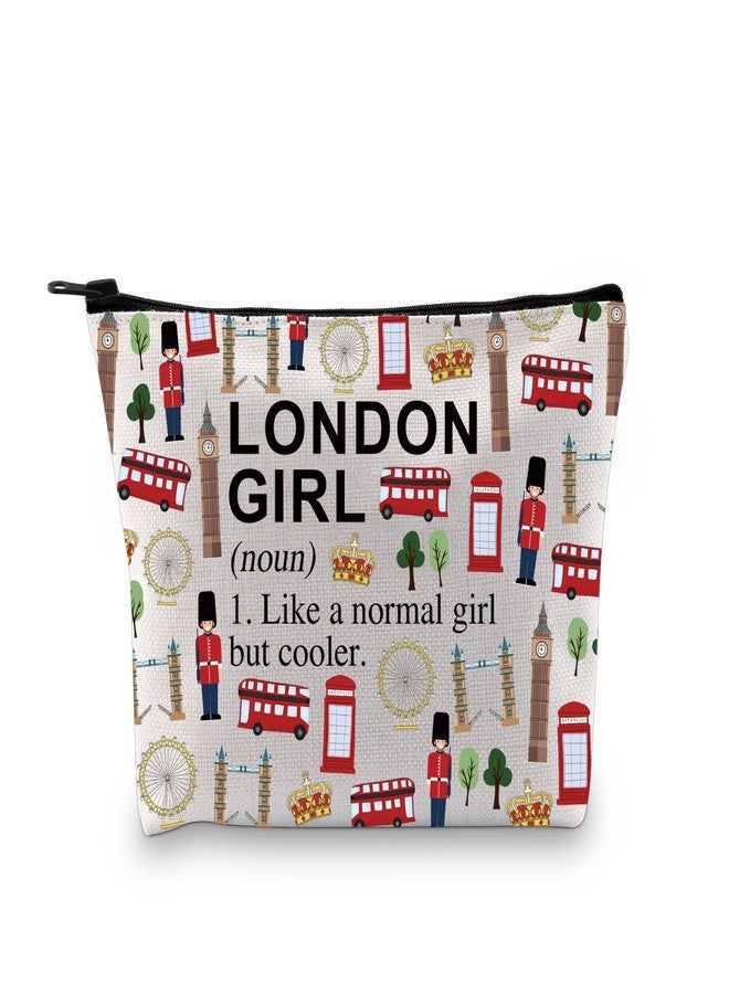 XYANFA London Gifts For Girl London Makeup Bag London Travel Bag London Trip Vacation Gift London England Souvenirs Gift London Zipper Pouch (LONDON GIRL (noun)) - Image 1