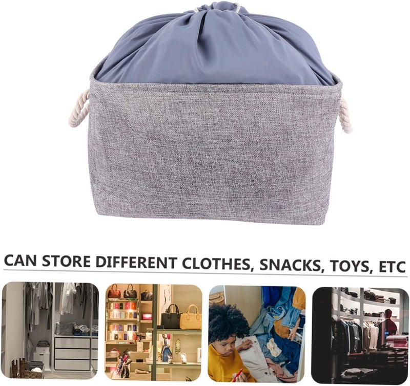 Balanced weight VOSAREA Foldable Linen Storage Basket Grey Fabric Sundry Organizer for Home Laundry and Nursery Space Saving Container Handles Indoor outdoor all-purpose fit - Image 3