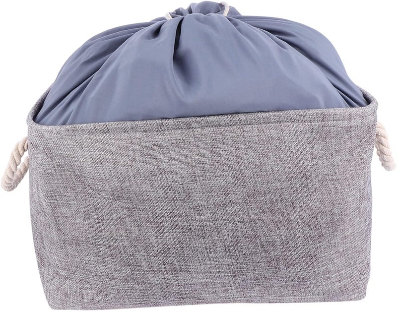 Balanced weight VOSAREA Foldable Linen Storage Basket Grey Fabric Sundry Organizer for Home Laundry and Nursery Space Saving Container Handles Indoor outdoor all-purpose fit - Image 1