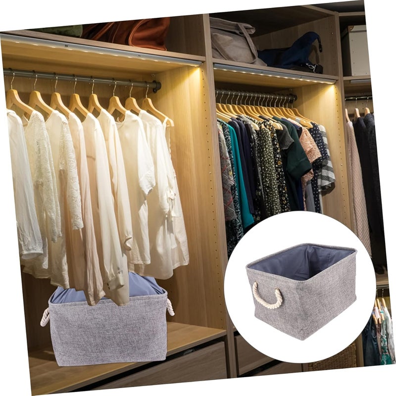 Balanced weight VOSAREA Foldable Linen Storage Basket Grey Fabric Sundry Organizer for Home Laundry and Nursery Space Saving Container Handles Indoor outdoor all-purpose fit - Image 4