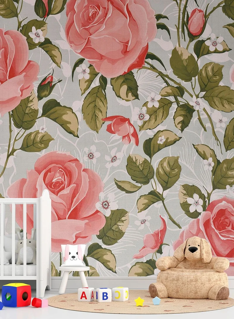 والوبيديا ملصق جداري بطبعات ازهار ذاتي اللصق لديكور المنزل (45cm*500cm)
