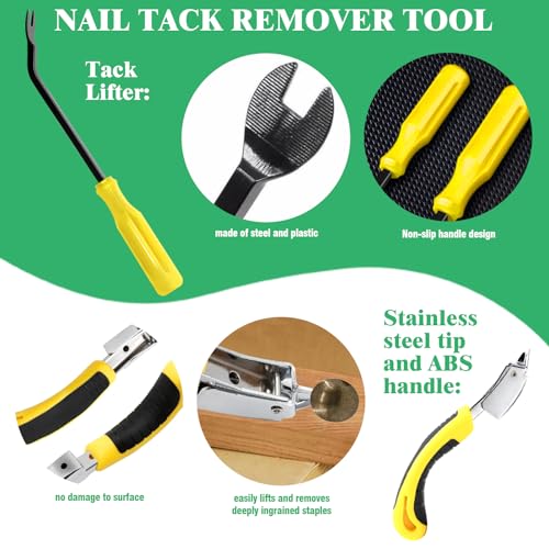 Yauhar 6 Pcs Upholstery Remove & Install Tools Kit Contains Rubber Mallet Hammer with 2PCS Replacement Head, Nail Tack Remover, Staple Tack Lifter and Removal Pliers for Furniture Floor Jewelry - Image 4