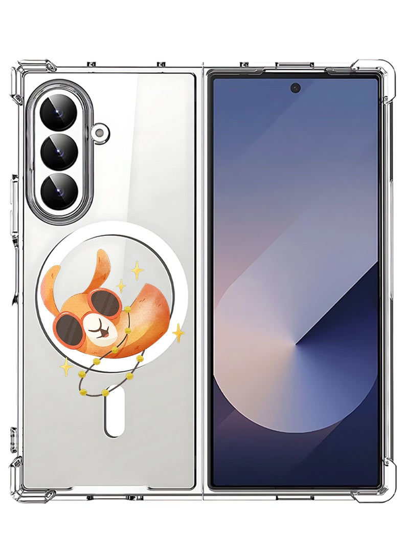 Theodor Magnetic Case for Samsung Galaxy Z Fold 7 Compatible with MagSafe Wireless Charging, Shockproof Phone Bumper Cover Camel wearing goggles - Image 1