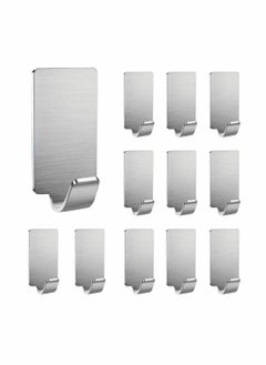 Y&D 12 Pack Self Adhesive Hooks, MAKINGTEC Stainless Steel Sticky Wall Hanger, Waterproof, Heavy Duty, Rust-Proof for Kitchen Bathroom Bedroom  - Image 1