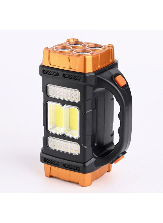 Generic Outdoor LED Flashlight Long Life Emergency Double Light Source Double Head Camping Light Solar Portable Lamp-Product Specifications:1678 Yellow (large Size)  - Image 3