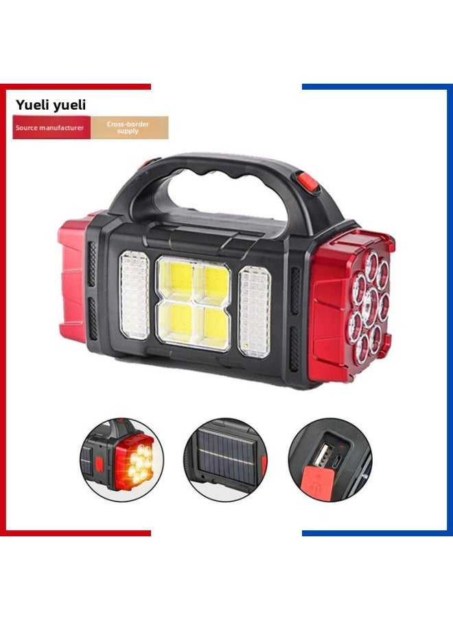 Generic Outdoor LED Flashlight Long Life Emergency Double Light Source Double Head Camping Light Solar Portable Lamp-Product Specifications:1678 Yellow (large Size)  - Image 1