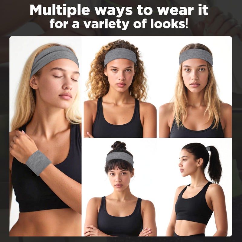 DiyJibb Headbands for Women - 12Pcs Non-Slip Cotton Cloth Headbands for Women's Hair Accessories,Fashion Sports Hair Bands & Ties,Soft Fabric for Yoga,Running,Workout - Image 3