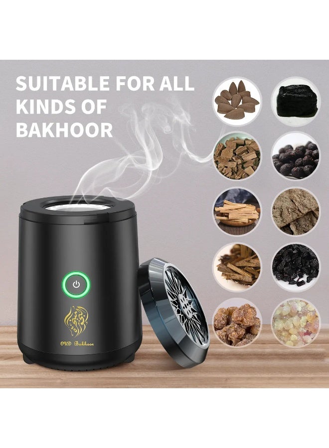 Oud Bukhoor Electronic Car Incense Burner USB Rechargeable Type C Incense Holder  Black - Image 2