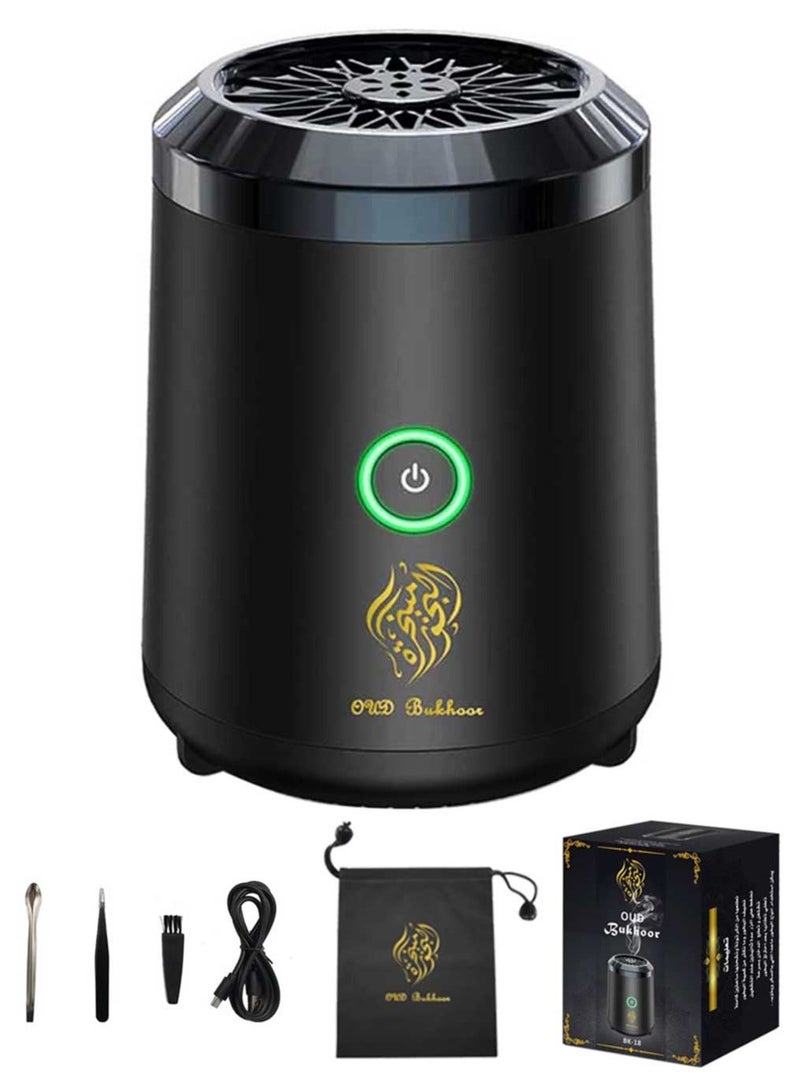 عود بخور مبخرة عود إلكترونية للسيارة قابلة لإعادة الشحن بمنفذ USB من النوع C، حامل بخور أسود - Image 2