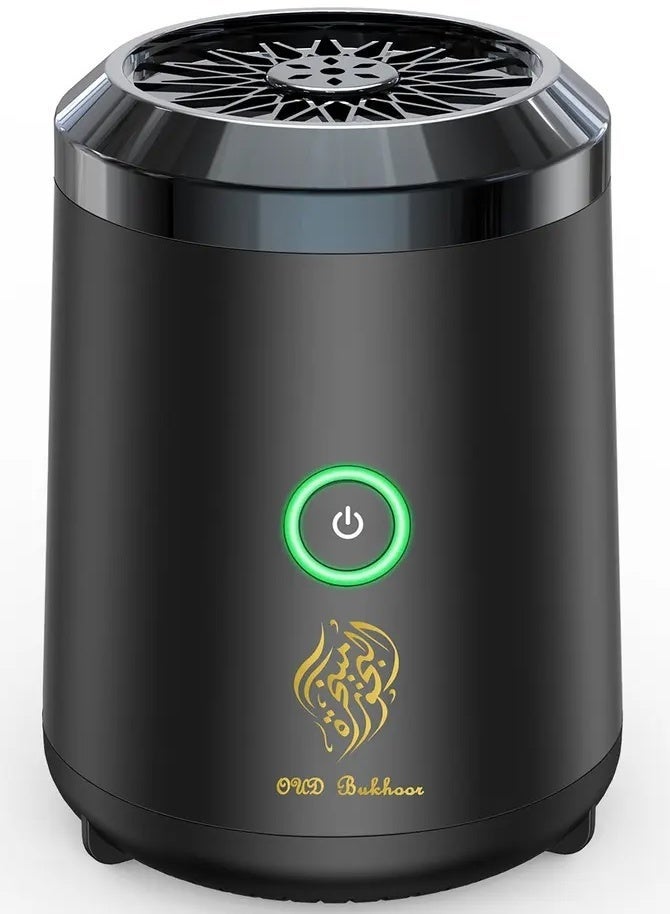 عود بخور مبخرة عود إلكترونية للسيارة قابلة لإعادة الشحن بمنفذ USB من النوع C، حامل بخور أسود - Image 1